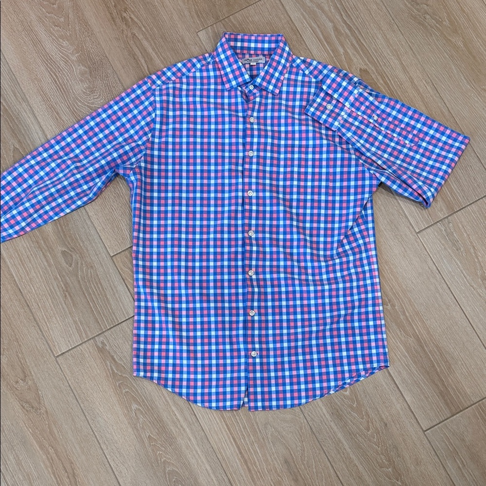 Men’s Button Up Peter Millar Summer Comfort Sz M